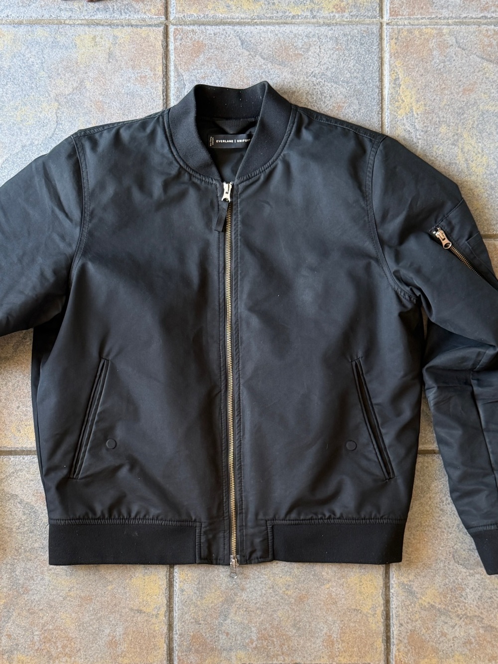 Everlane Uniform Black Men's Bomber Jacket with Zip Front